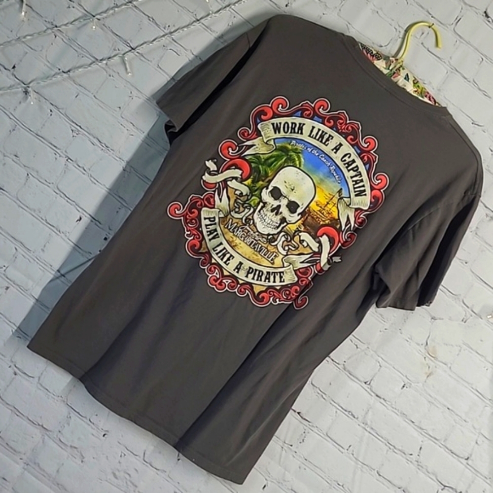 Margaritaville Pirate Pidgeon Forge Tennessee Skull Graphic Print Tshirt Mens M - Picture 5 of 14